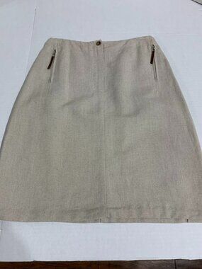 Vintage Herve Benard Womens Size 6 Beige Linen Blend Pencil Skirt